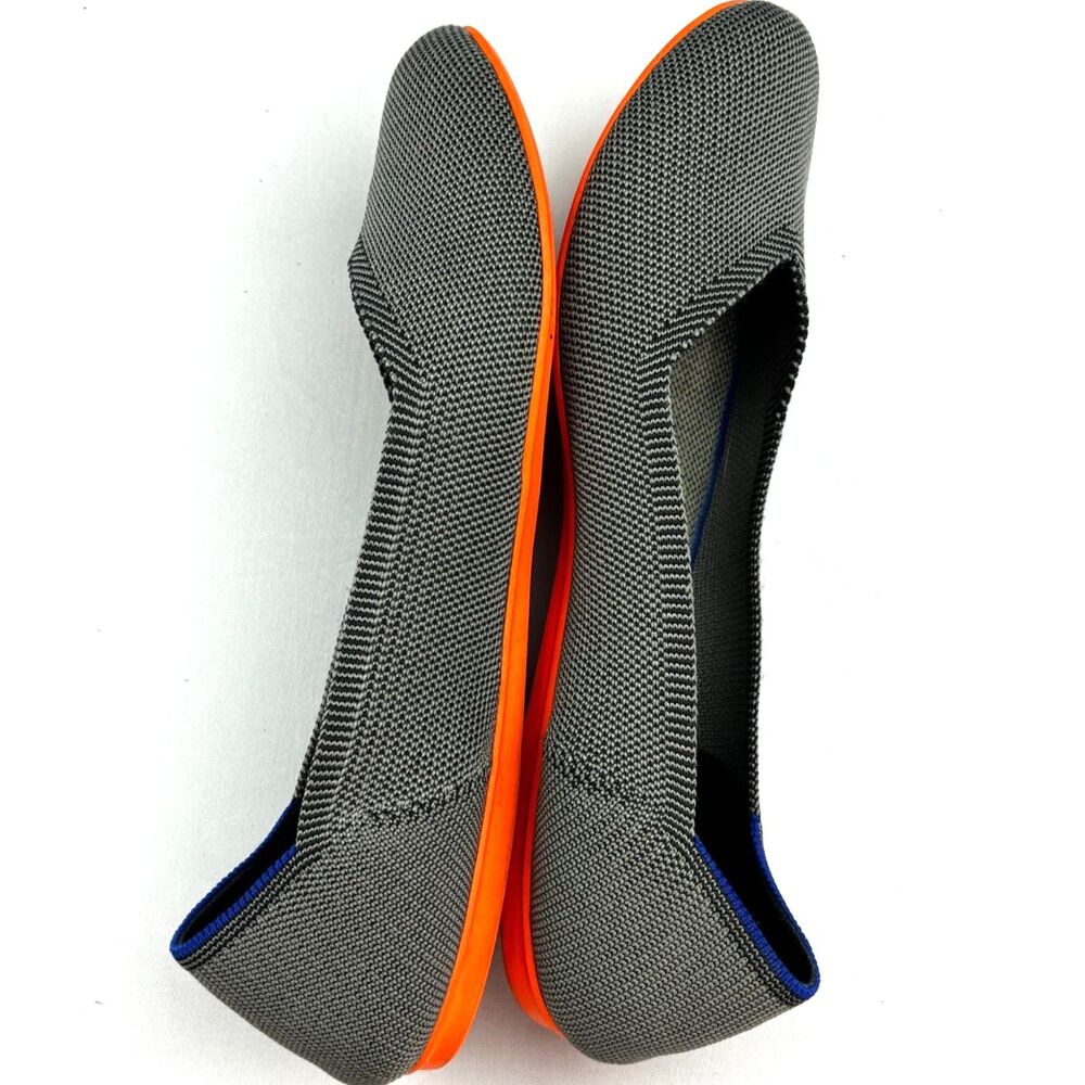 ~ Rothy's Herringbone 10.5 The Flat Washable Gray Navy Round Toe Ballet Flats - Picture 7 of 9